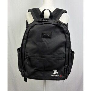 STATE Black Brand Laptop Double Pocket Backpack Datadog Branding 16” x 14” EUC